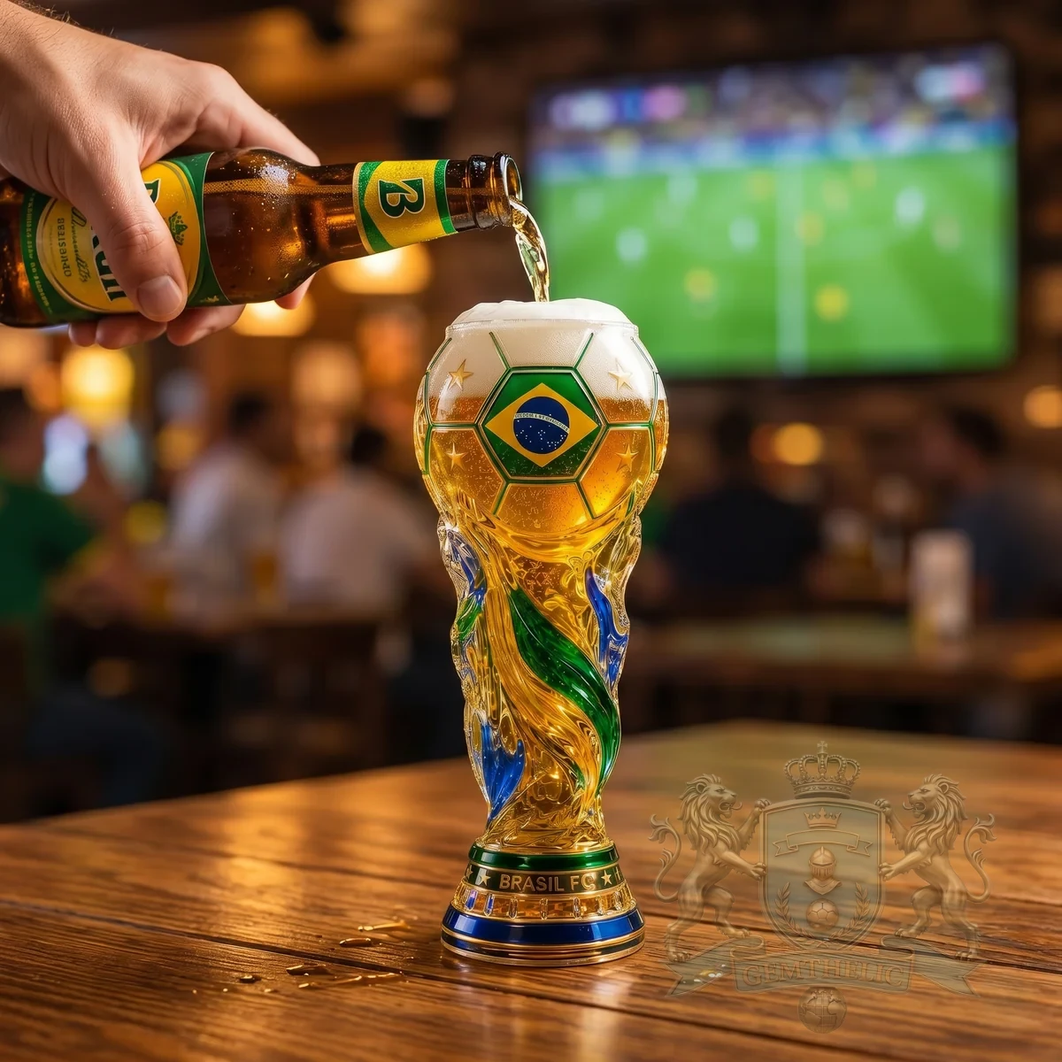 Brasil FC World Cup Trophy Canarinho Beer Glass - Detail View
