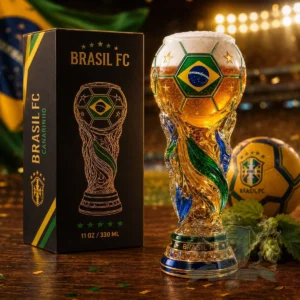 Brasil FC World Cup Trophy Canarinho Beer Glass