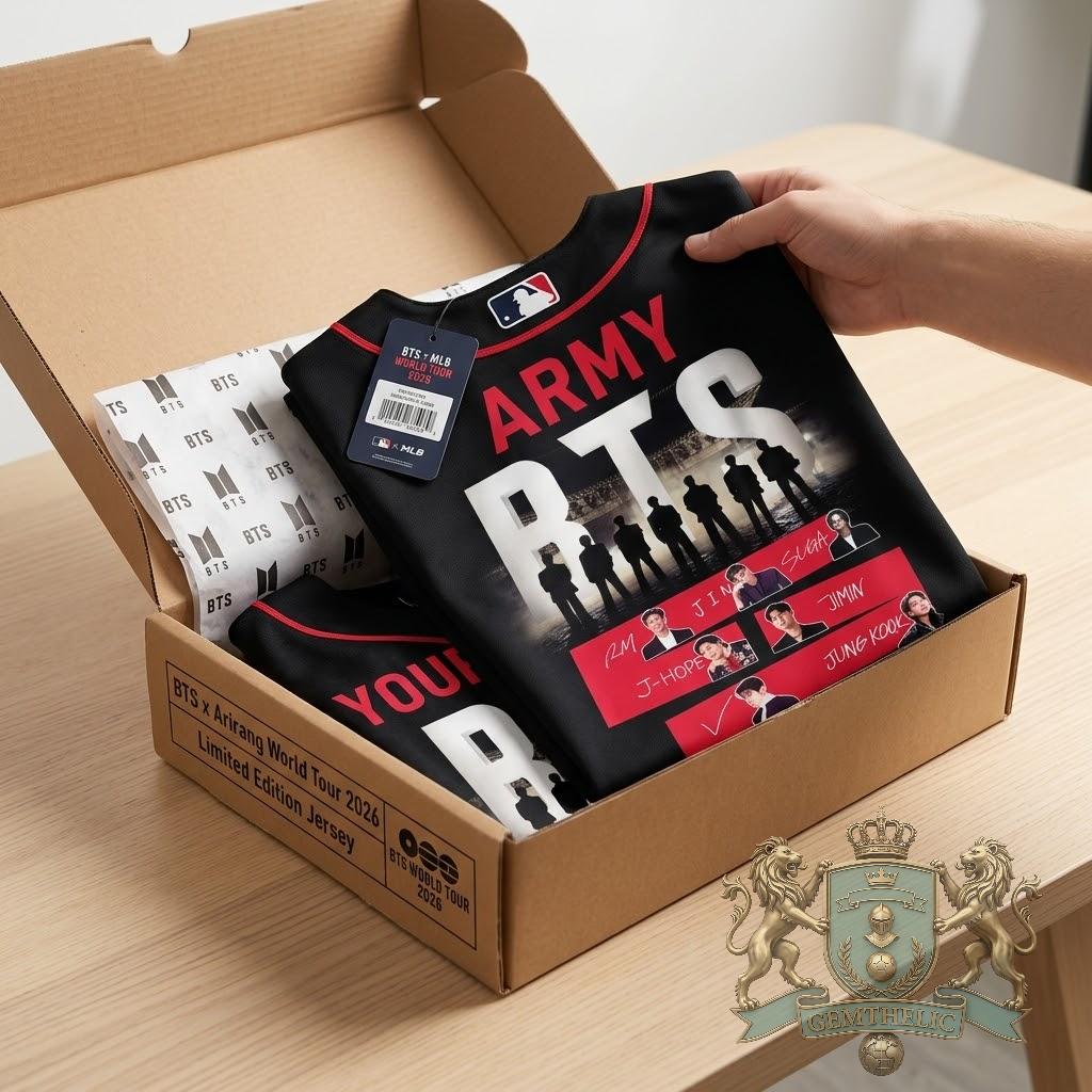 BTS World Tour 2026 MLB All Team Signed Baseball Jersey - Detail View