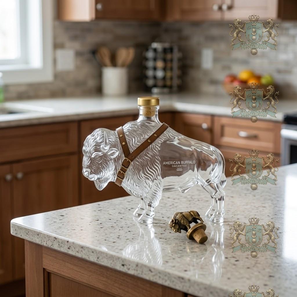 American Buffalo Empty Whiskey Decanter Bottle