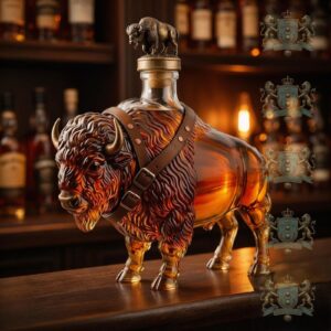 American Buffalo Empty Whiskey Decanter Bottle