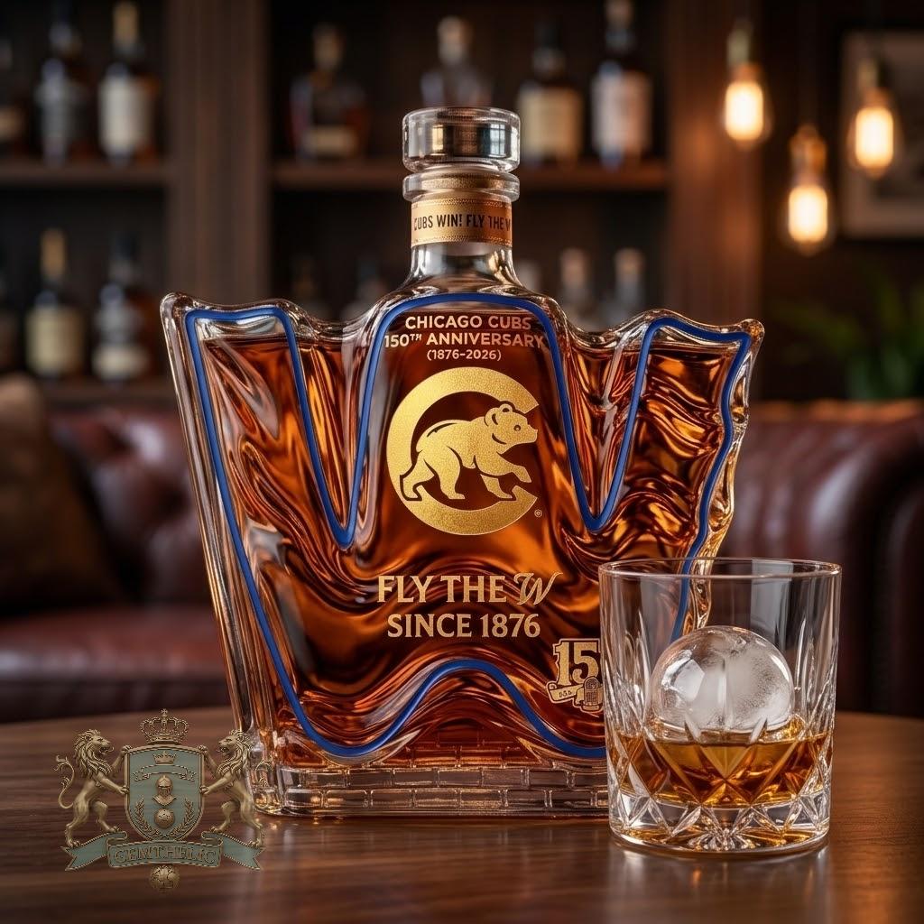 Chicago Cubs 150th Anniversary Whiskey Bottle - Detail View
