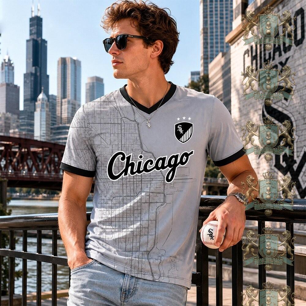 Chicago White Sox Chicago City Map T-Shirt - Detail View