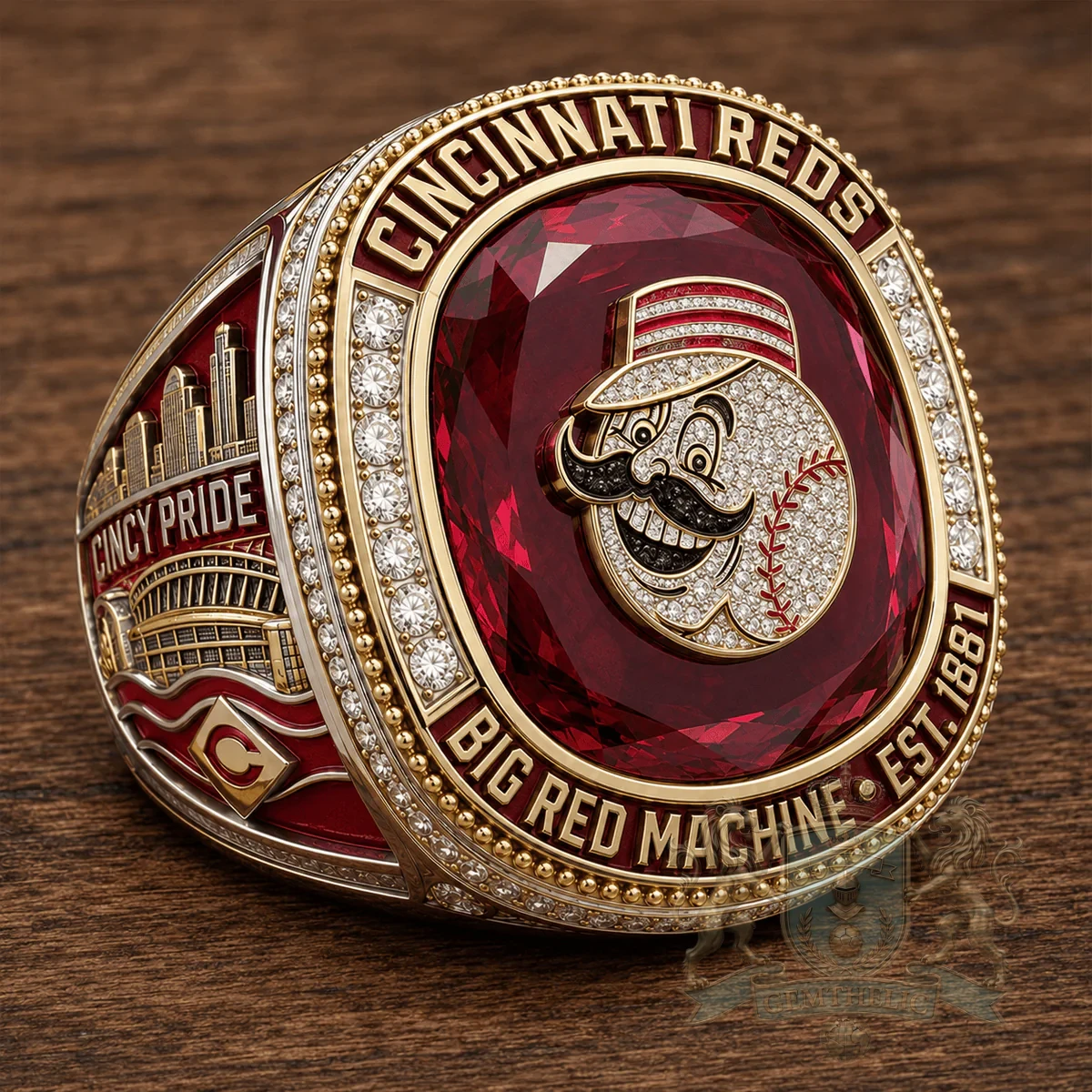 Cincinnati Reds Big Red Machine Est 1881 Championship Ring - Detail View