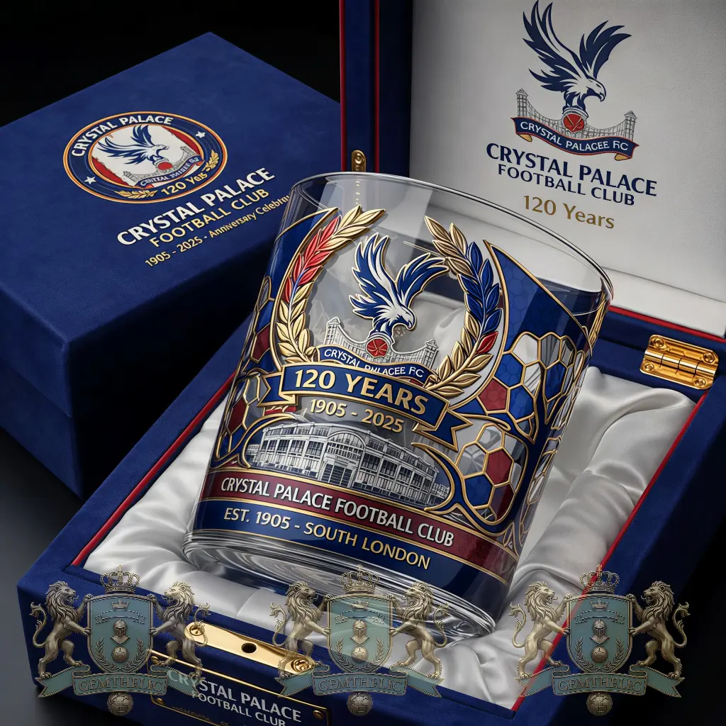 Crystal Palace Football Club 120th Anniversary Whiskey Glass - Front View