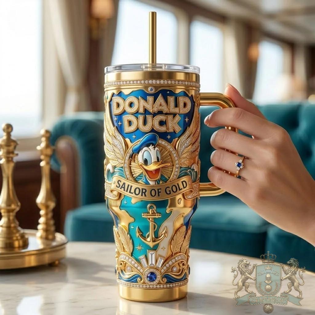 Donald Duck Sailor of Gold Tumbler - Detail View