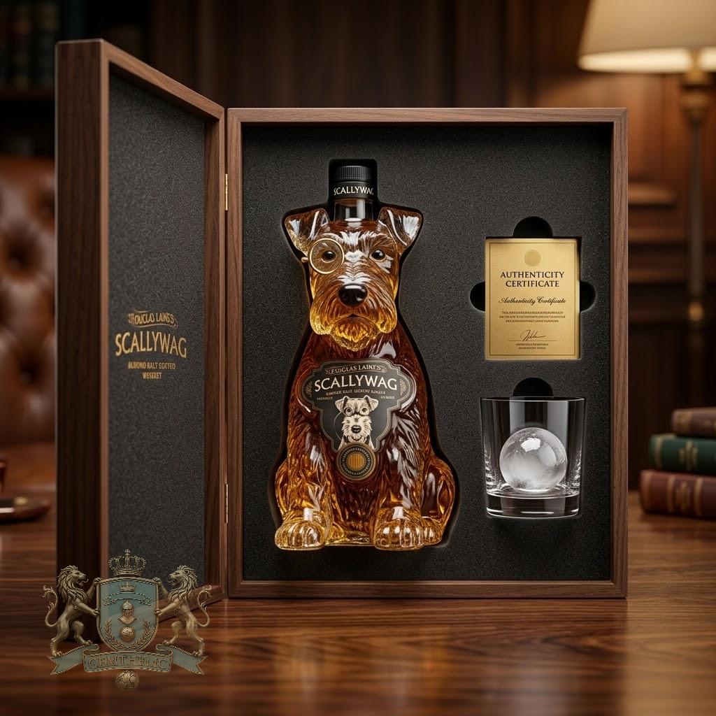 Douglas Laing's Scallywag Terrier Dog Shaped Blended Malt Scotch Whisky Bottle