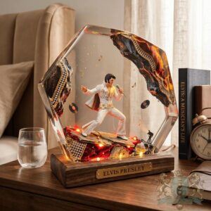 Elvis Presley Iconic White Jumpsuit Stage Performance Diorama Lamp