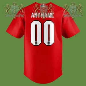 England National Football Team Custom Baseball Jersey