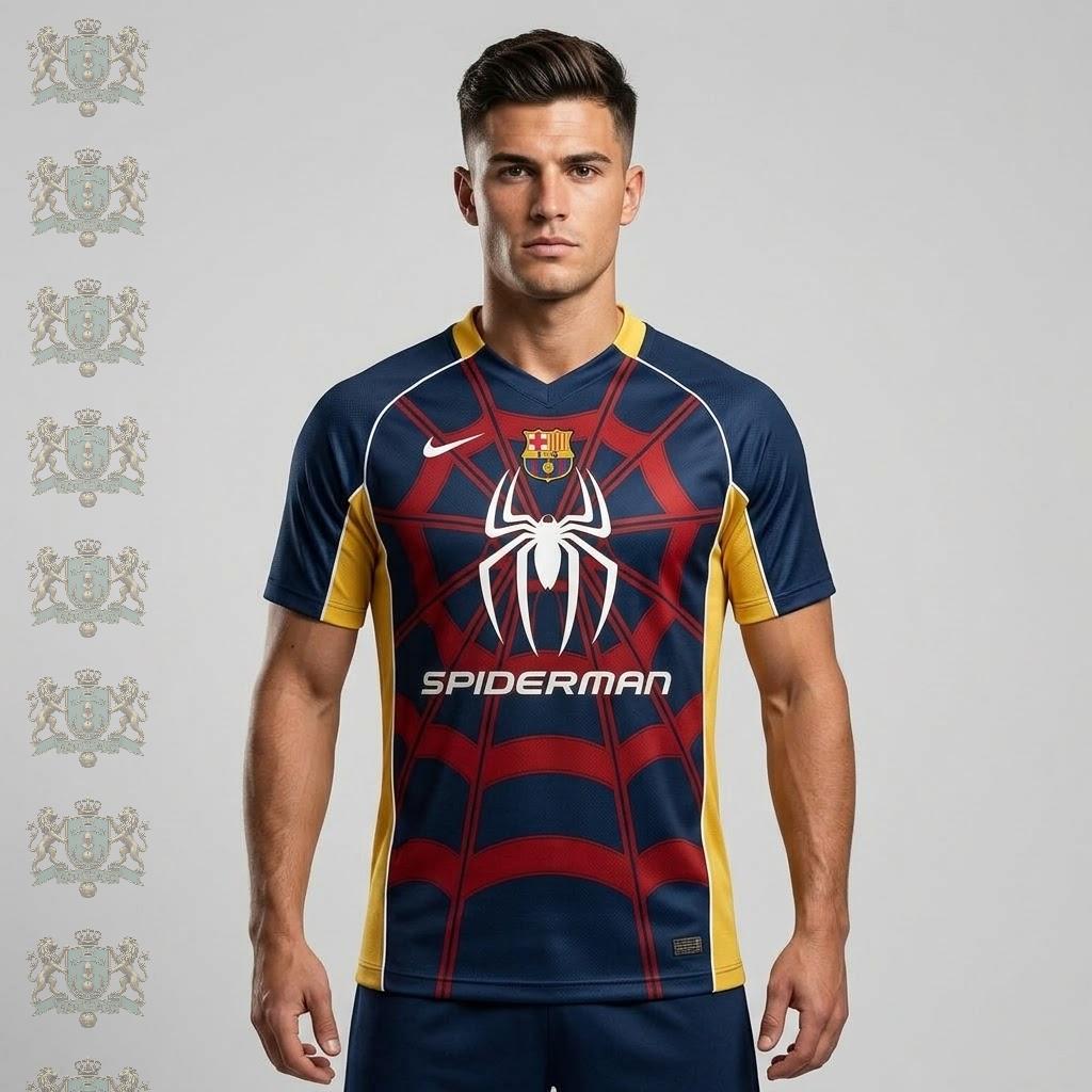Maglia Barcelona X Spiderman Casual Athletic Jersey