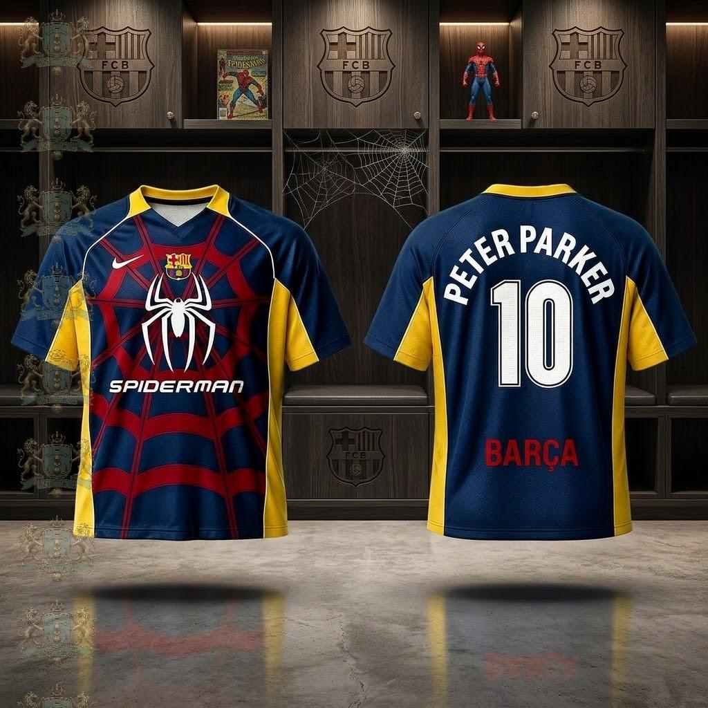 Maglia Barcelona X Spiderman Casual Athletic Jersey - Front View