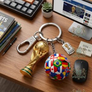 FIFA World Cup 2026 Country Flags Soccer Ball Trophy Keychain