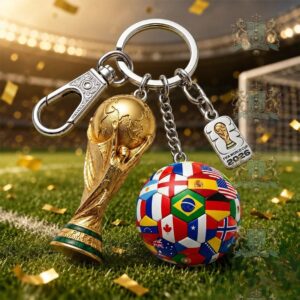 FIFA World Cup 2026 Country Flags Soccer Ball Trophy Keychain
