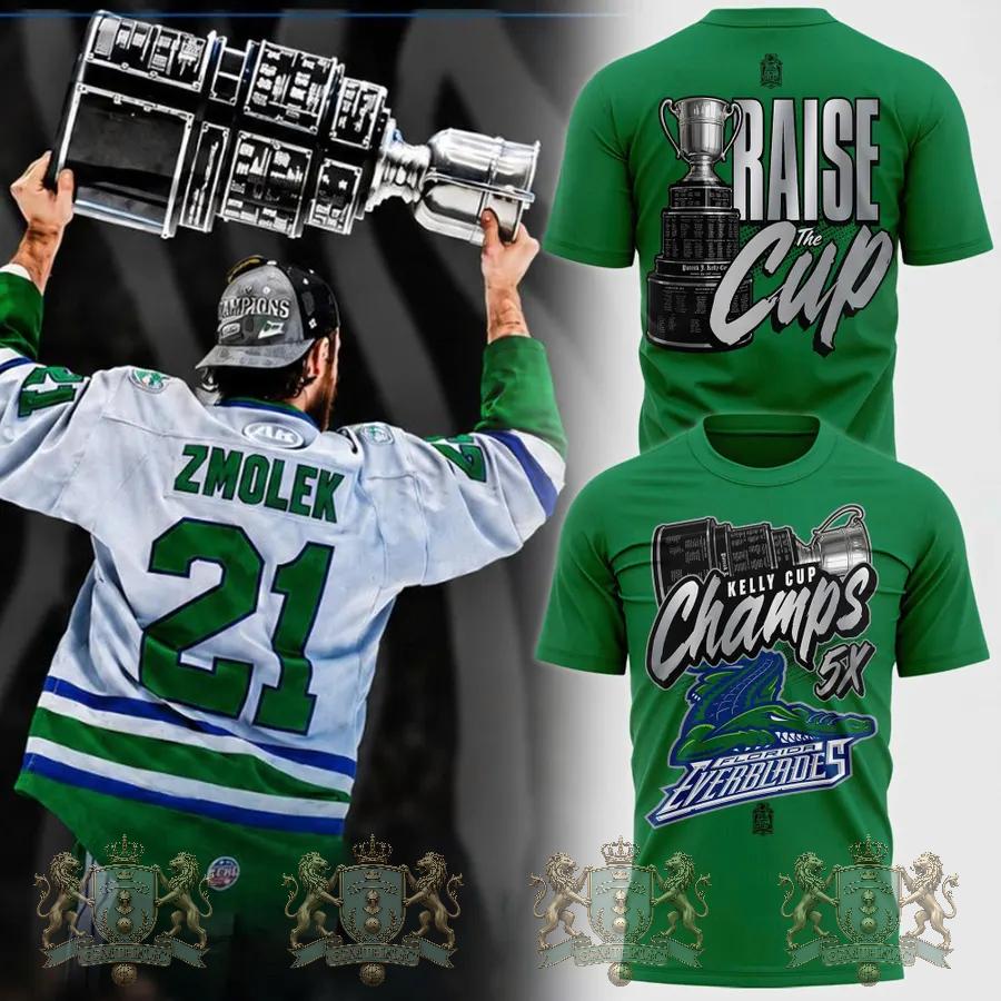 Florida Everblades 5X Kelly Cup Champions T-Shirt - Front View
