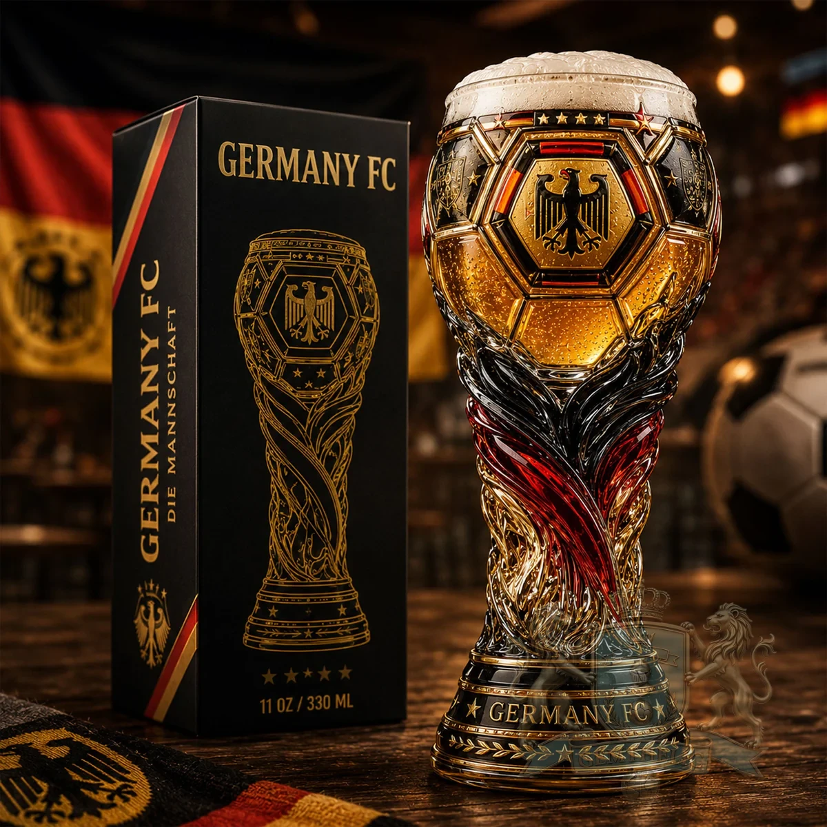Germany FC Football World Cup Trophy Design Beer Glass - Front View
