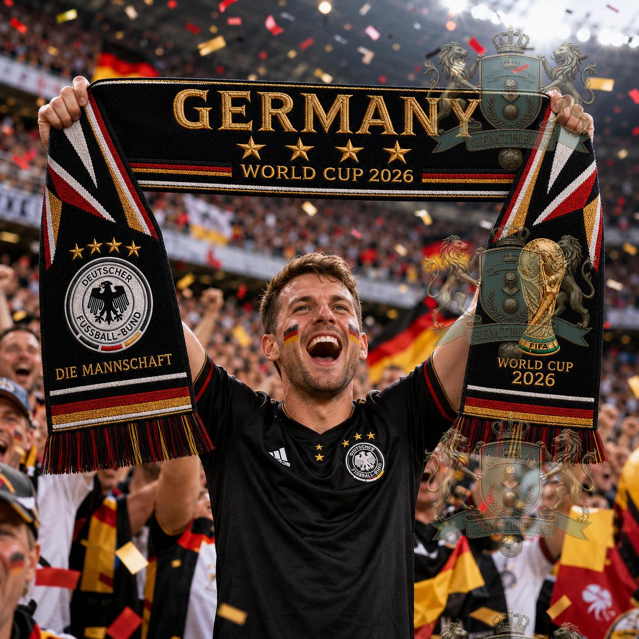 Germany national football team World Cup 2026 4-time champions Scarf - Detail View