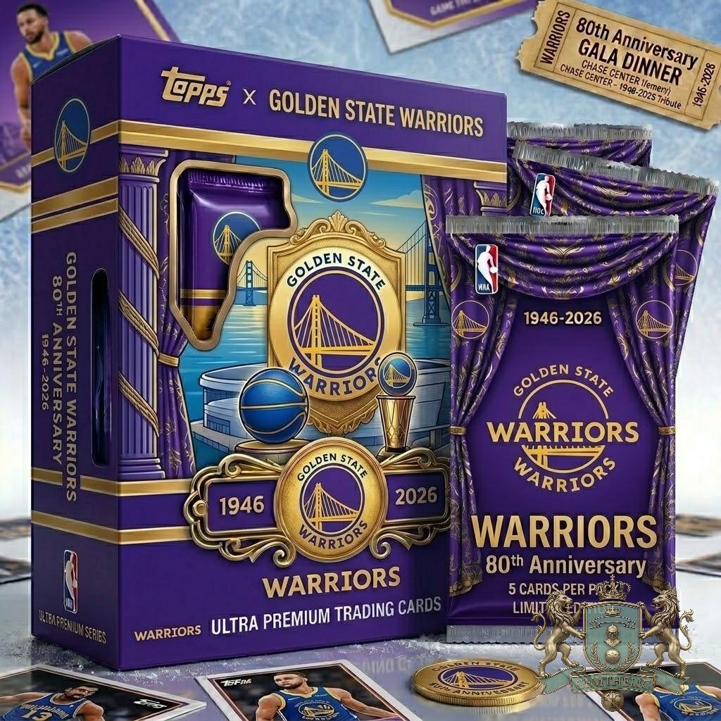 Golden State Warriors 80th Anniversary Trading Cards Box Set - Front View