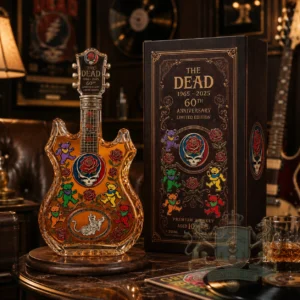 Grateful Dead 60th Anniversary 1965-2025 Guitar Shaped Whiskey Bottle