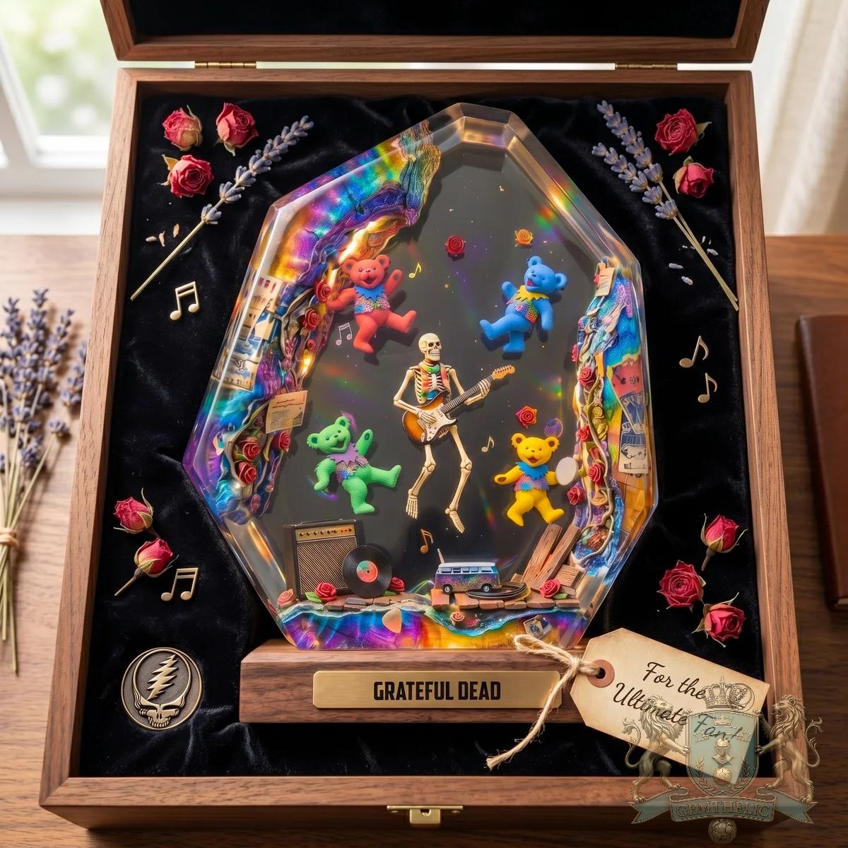 Grateful Dead Dancing Bears Skeleton Guitar Diorama Lamp
