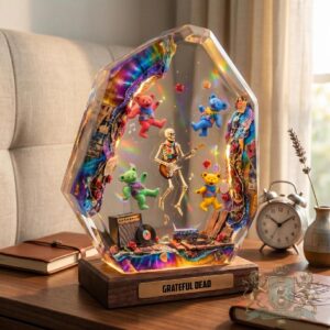 Grateful Dead Dancing Bears Skeleton Guitar Diorama Lamp