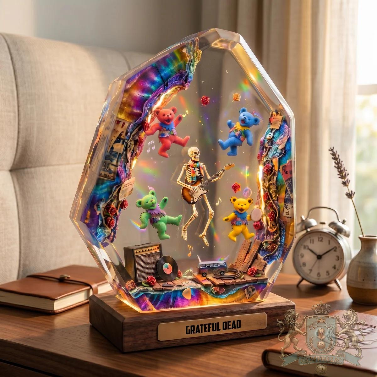 Grateful Dead Dancing Bears Skeleton Guitar Diorama Lamp