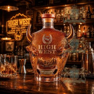 High West 20th Anniversary Bison Head Park City Utah Whiskey Bottle