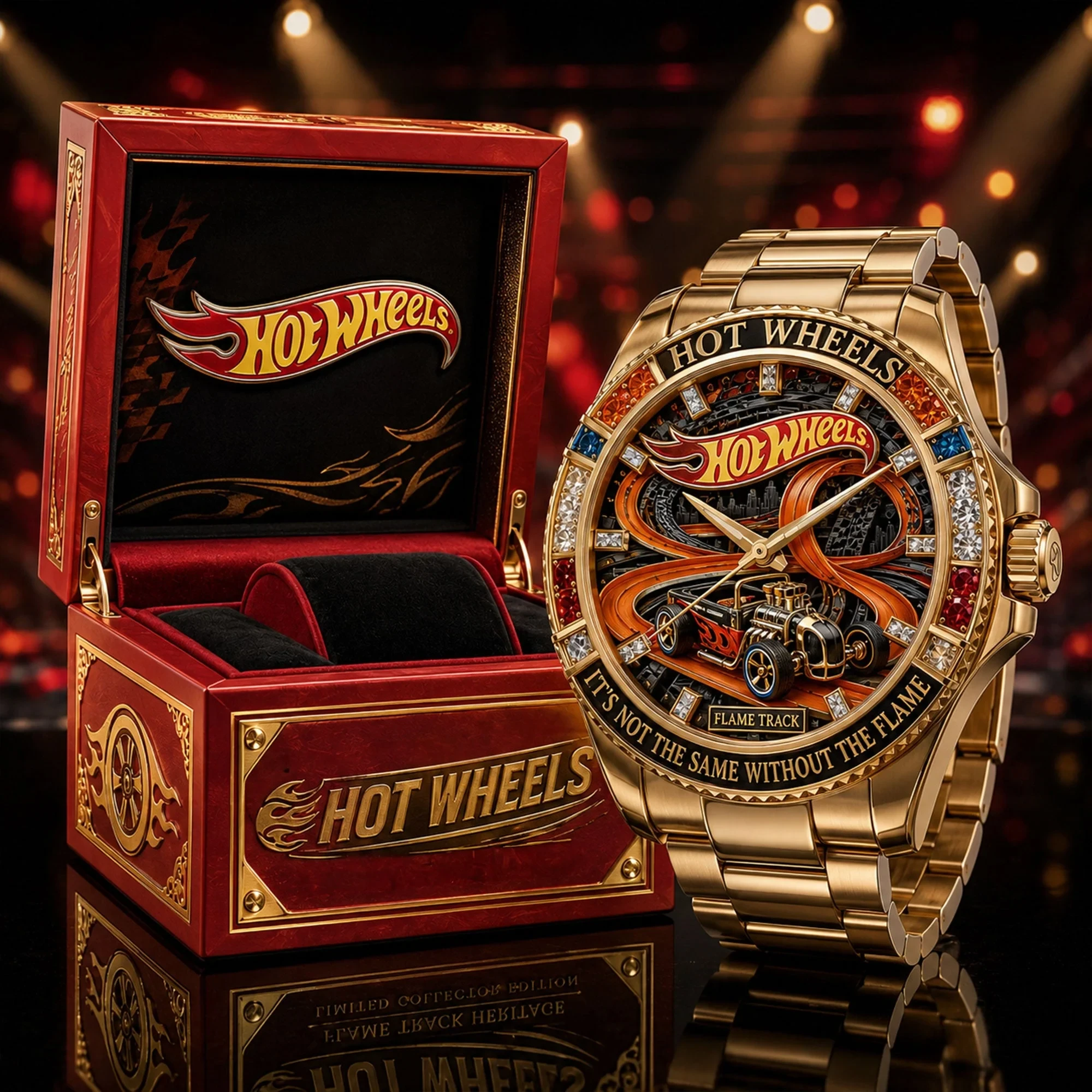 Hot Wheels IT'S NOT THE SAME WITHOUT THE FLAME Flame Track Hot Rod Watch - Front View