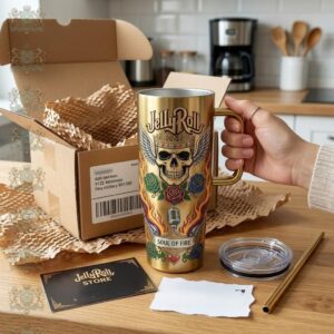 Jelly Roll Soul of Fire Skull Wings Microphone Tumbler