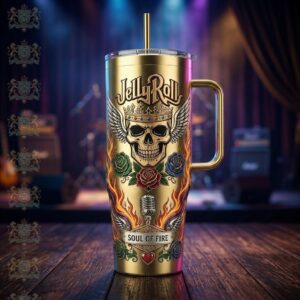 Jelly Roll Soul of Fire Skull Wings Microphone Tumbler