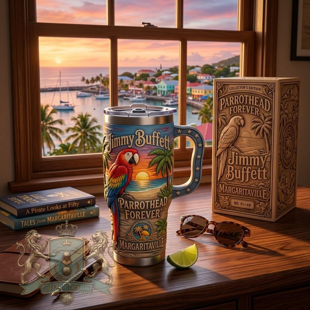 Jimmy Buffett Parrothead Forever Margaritaville Insulated Tumbler - Front View