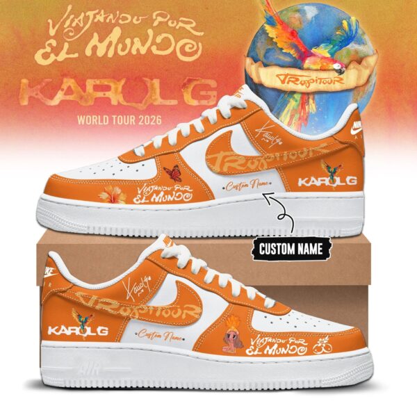Karol G Viajando Por El Mundo Custom Nike Air Force 1 Sneakers - Detail View