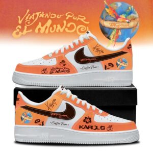 Karol G Viajando Por El Mundo Custom Nike Air Force 1 Sneakers