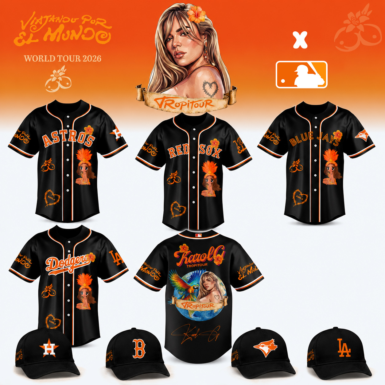 Karol G Viajando Por El Mundo Tropitour 2026 MLB Jersey - Front View
