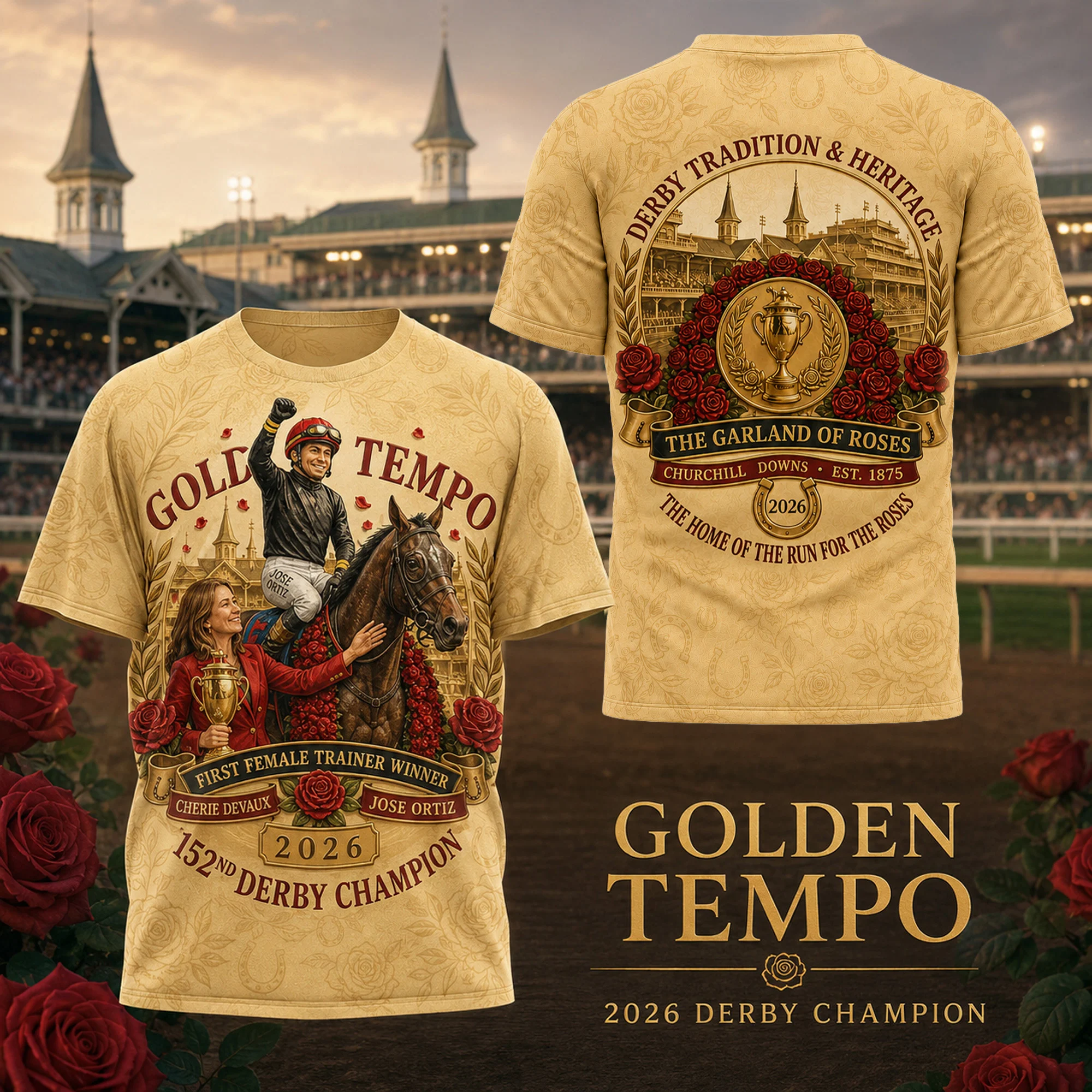 Kentucky Derby Golden Tempo 2026 152nd Derby Champion T-Shirt - Front View