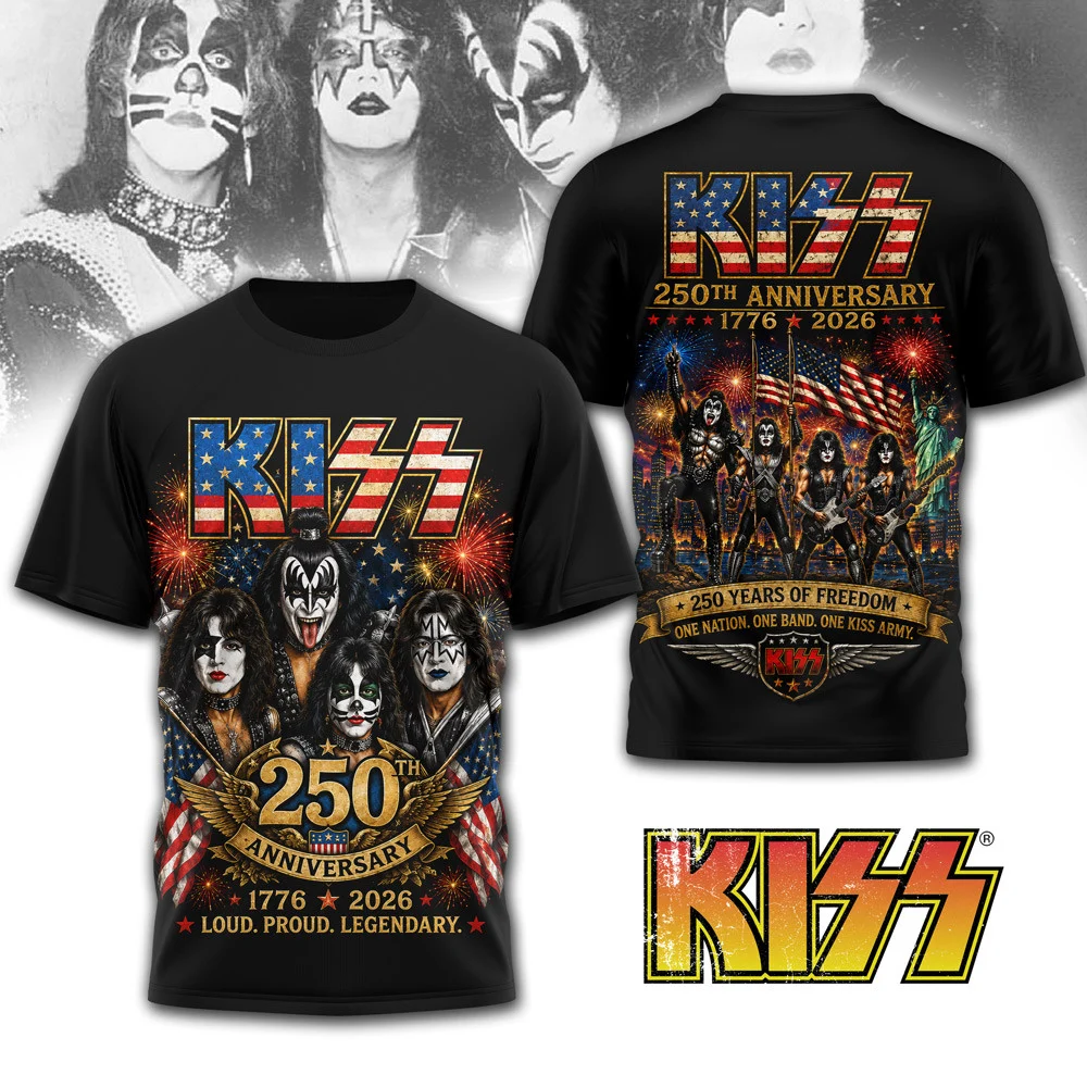 KISS 250th Anniversary American Flag T-Shirt - Front View
