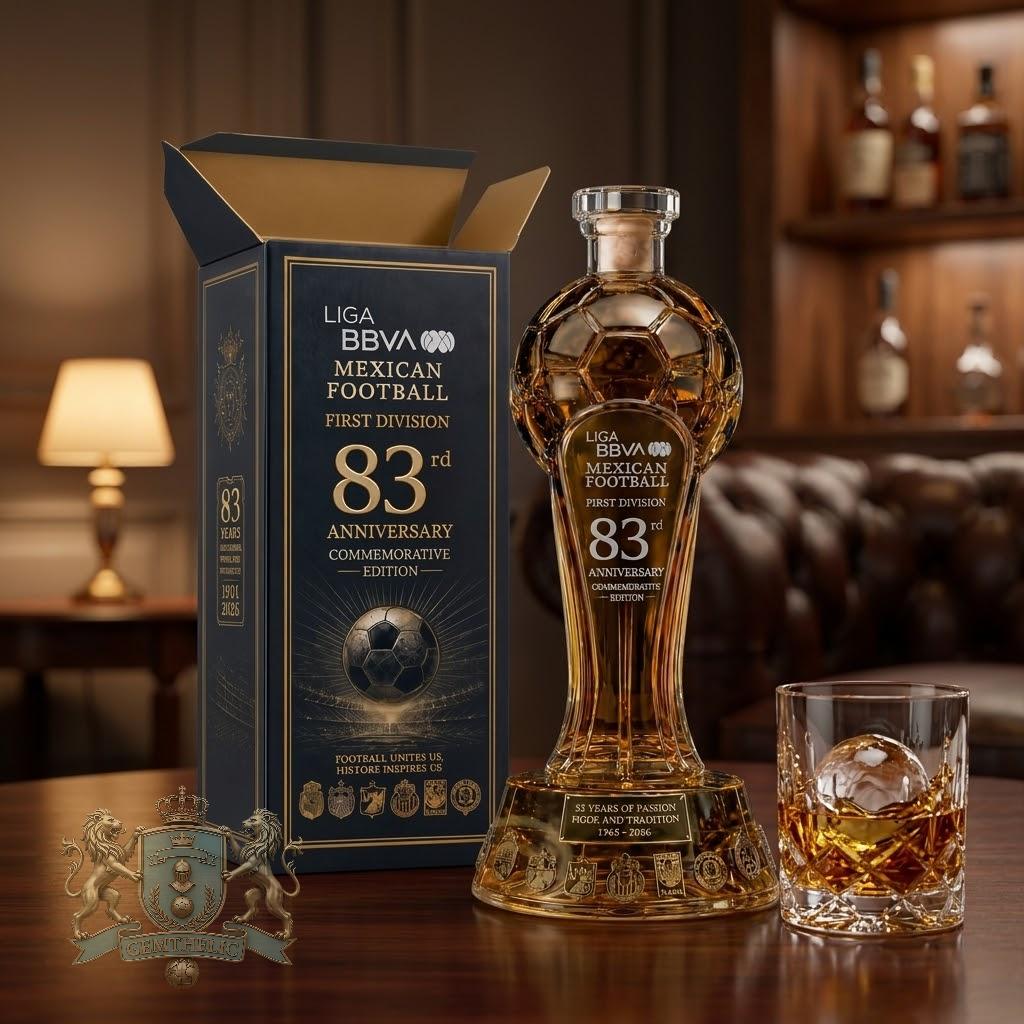 Liga BBVA Mexican Football First Division 83rd Anniversary Whiskey Bottle