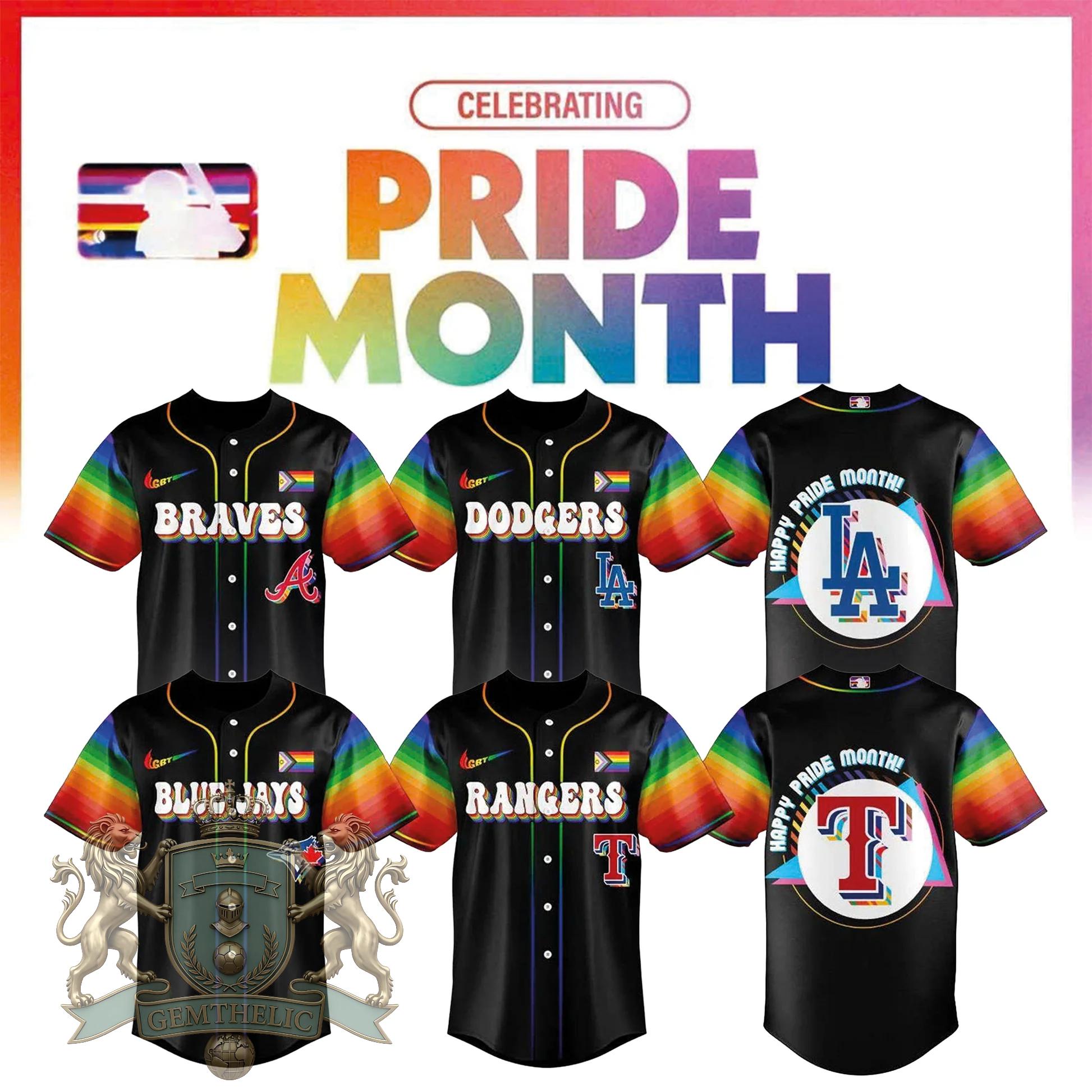 Los Angeles Dodgers Pride Month Baseball Jersey - Front View