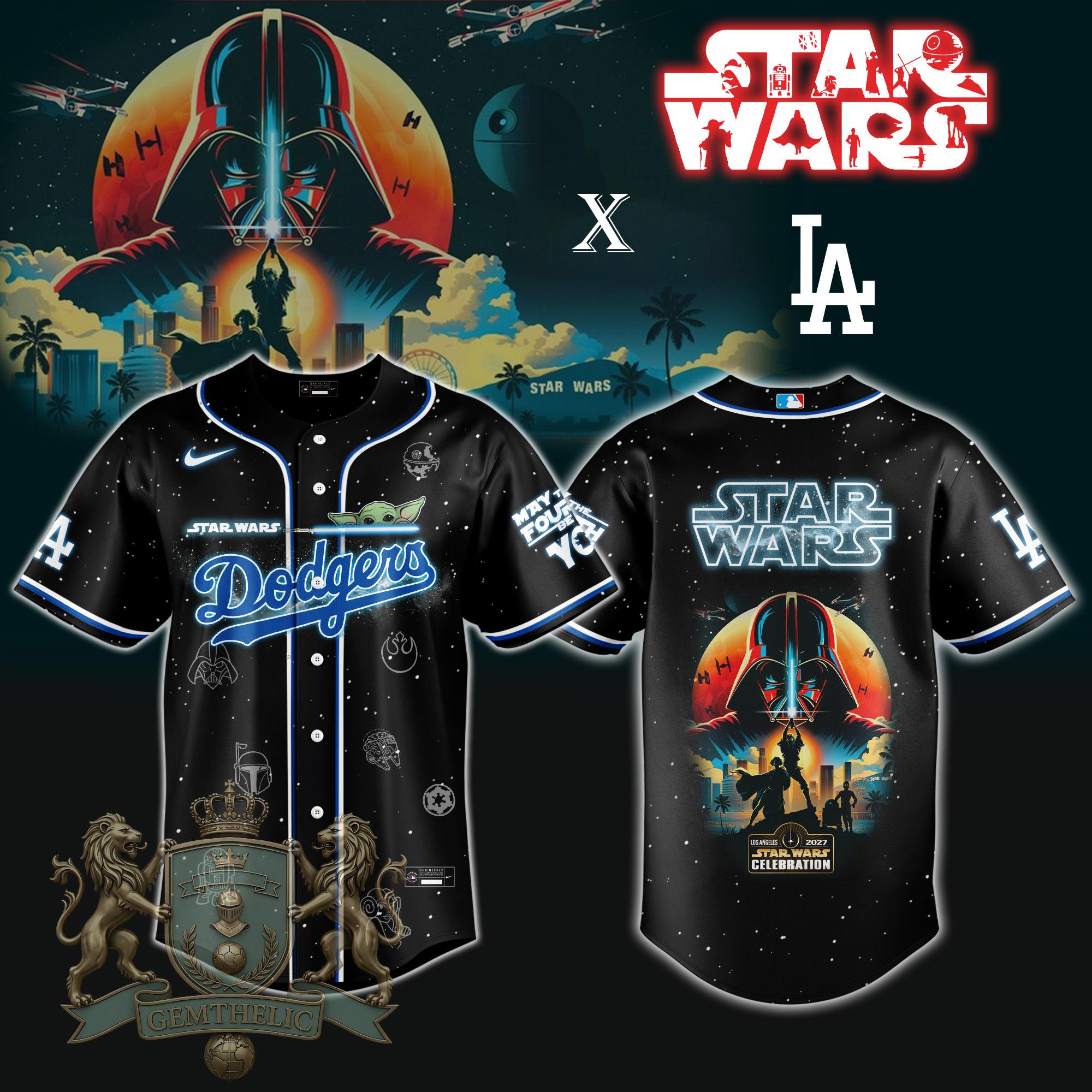 Los Angeles Dodgers Star Wars Baseball Jersey - Front View