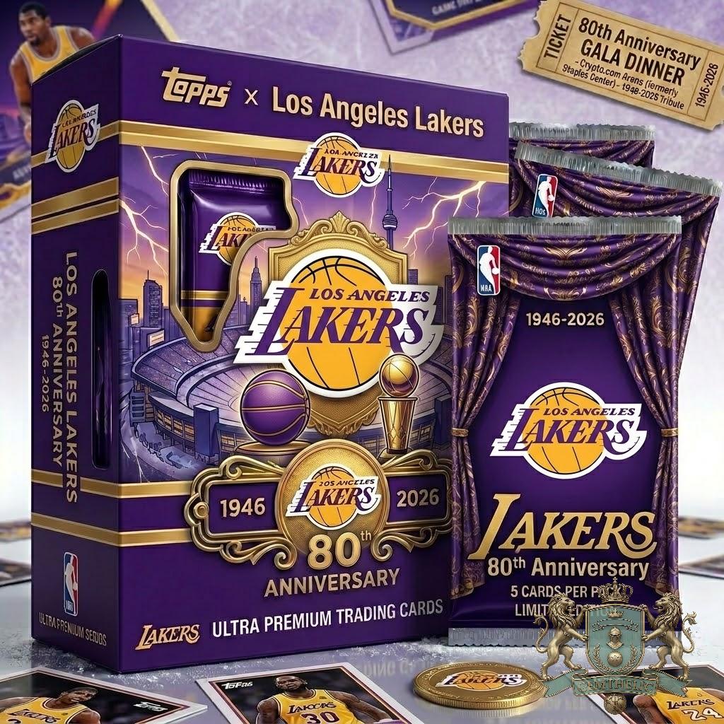 Los Angeles Lakers 80th Anniversary Trading Cards - Front View