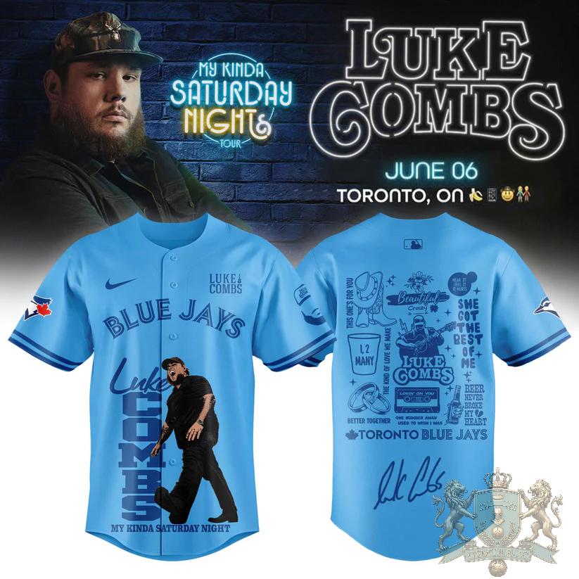Luke Combs Toronto Blue Jays My Kinda Saturday Night Tour Jersey - Front View