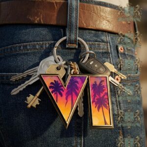 LV Tropical Sunset Palm Tree Keychain