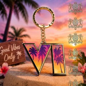 LV Tropical Sunset Palm Tree Keychain