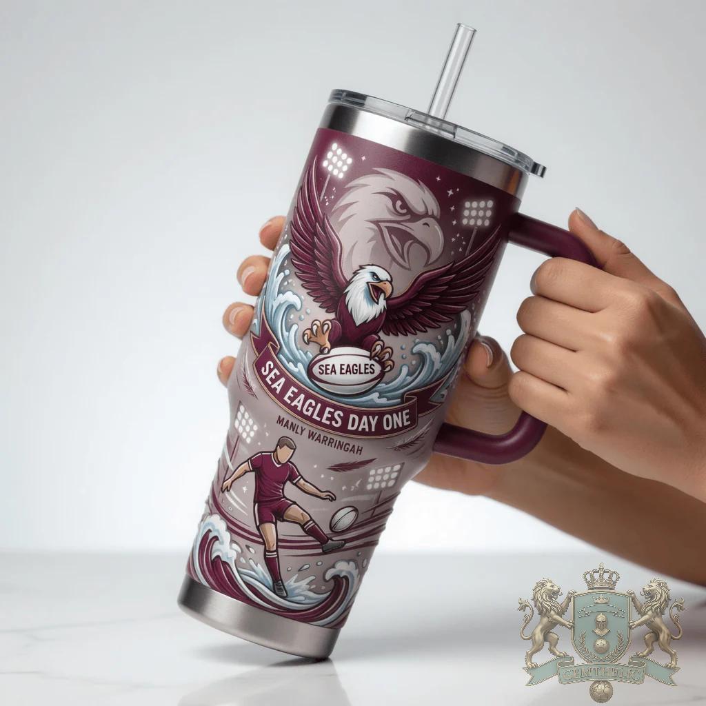 Manly Warringah Sea Eagles Day One Vintage Rugby League Tumbler - Detail View