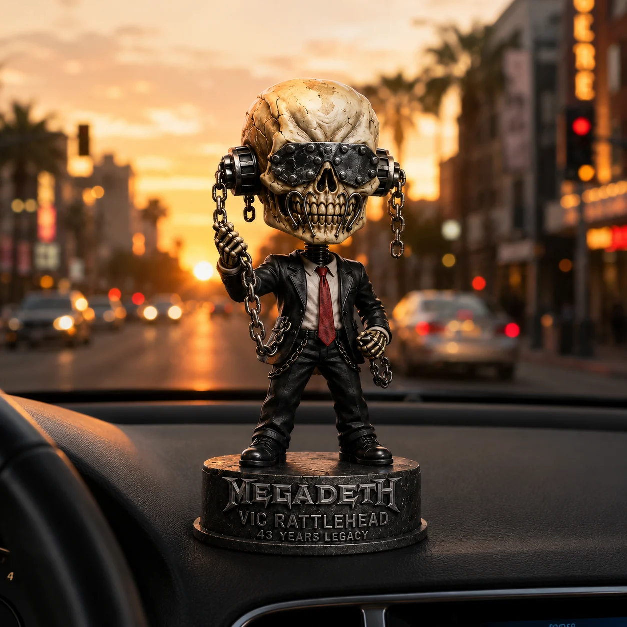 Megadeth Vic Rattlehead 43 Years Legacy Bobblehead Figure - Detail View