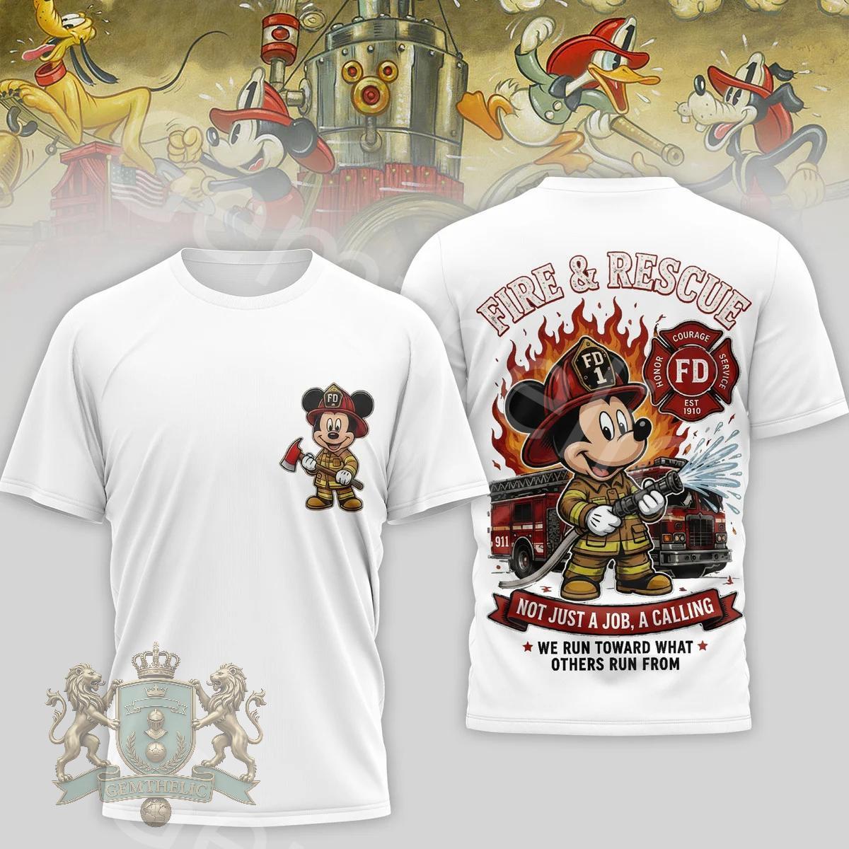 Mickey Mouse Firefighter Fire & Rescue Est 1910 T-Shirt - Front View