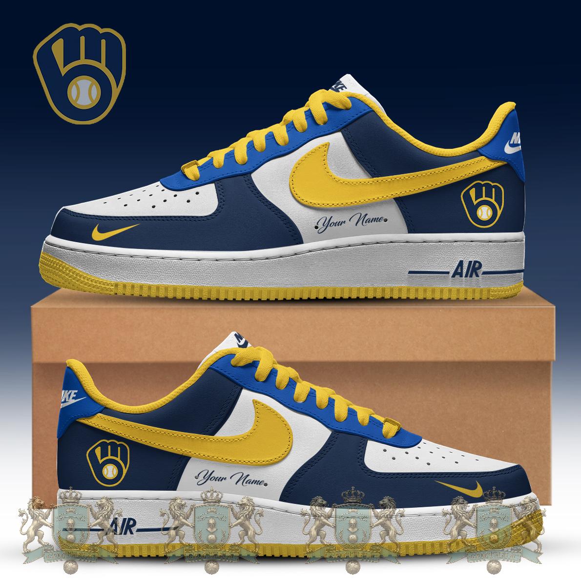 Milwaukee Brewers Personalized Custom Sneakers - Front View