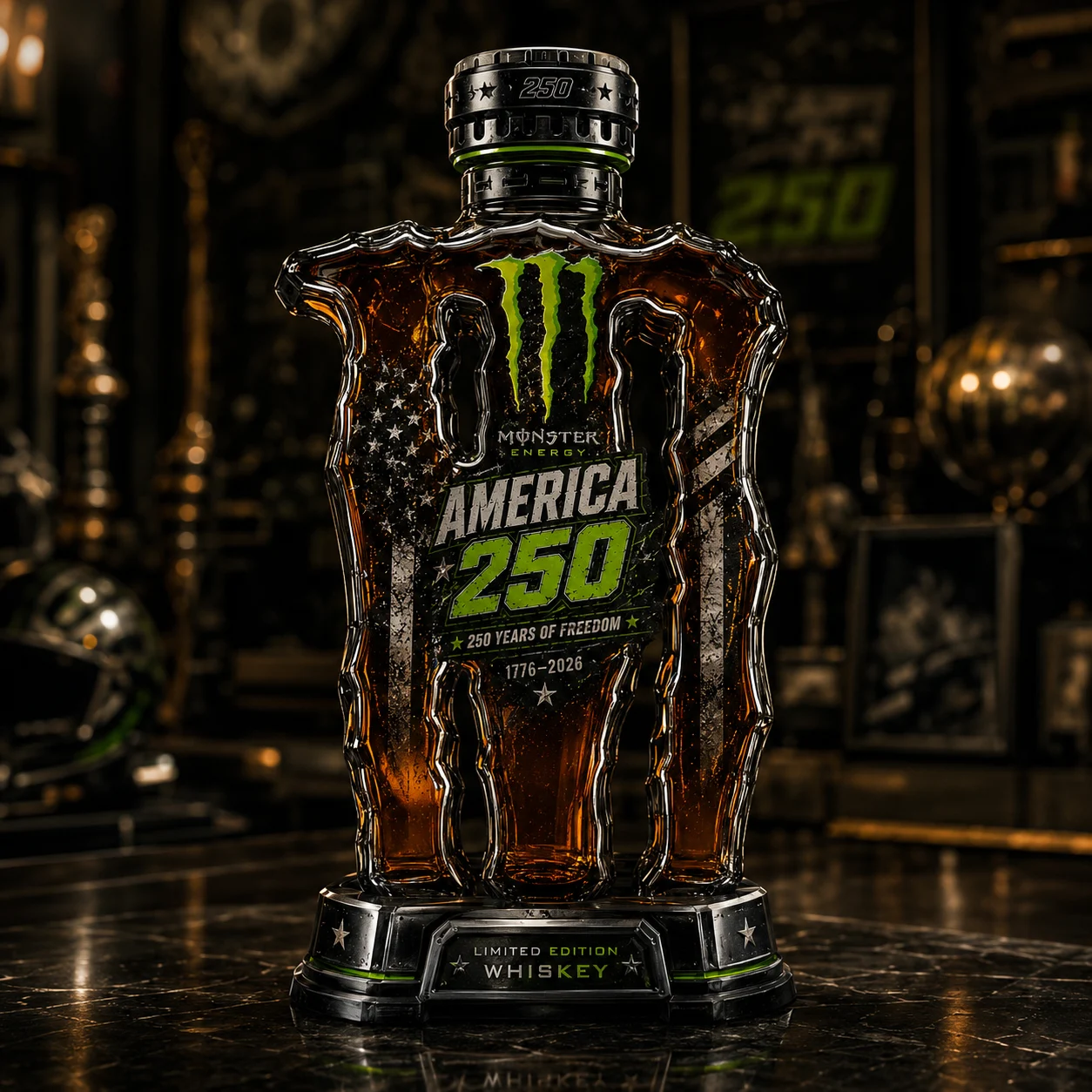 Monster Energy America 250 Years of Freedom Whiskey Bottle