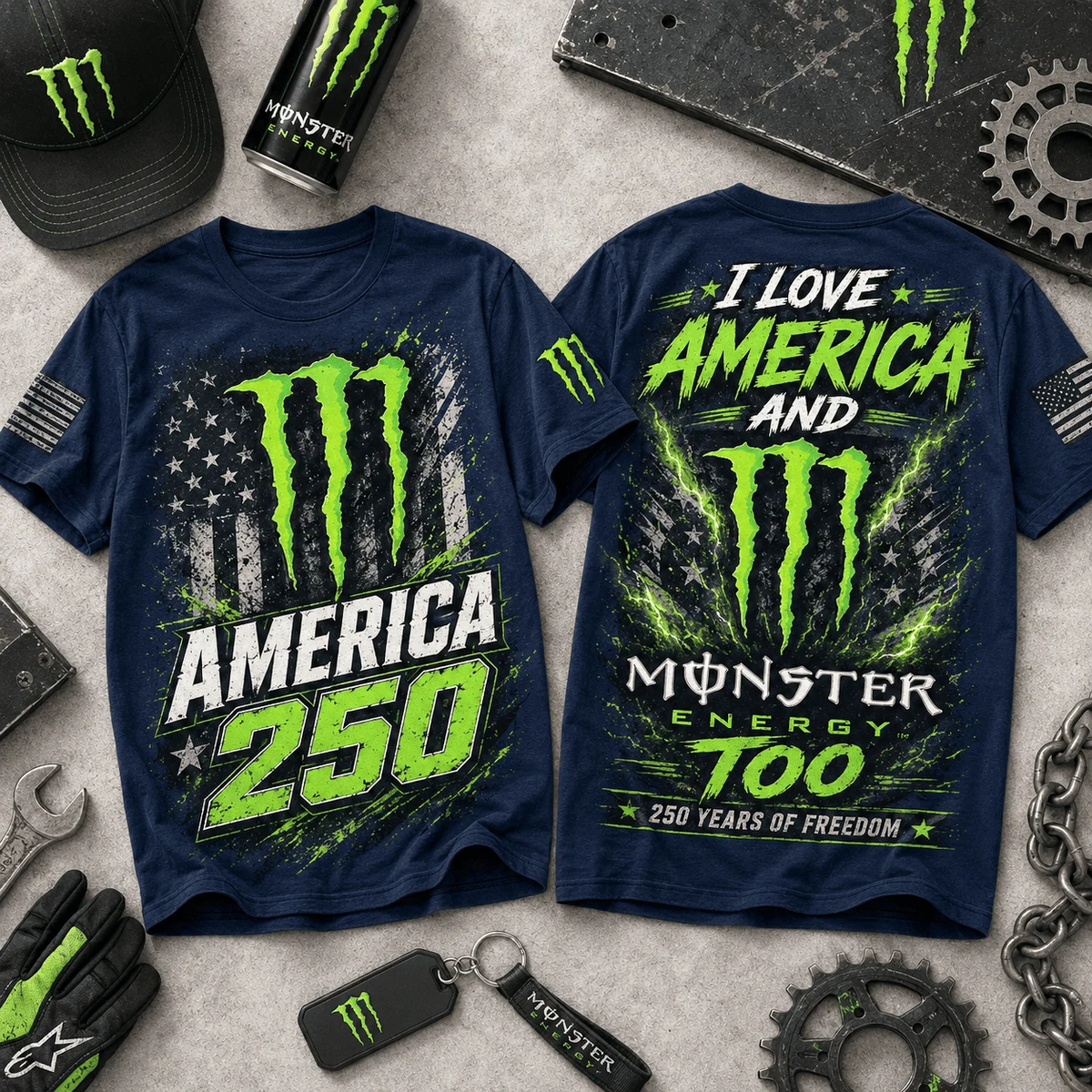 Monster Energy I Love America 250 Years T-Shirt - Front View
