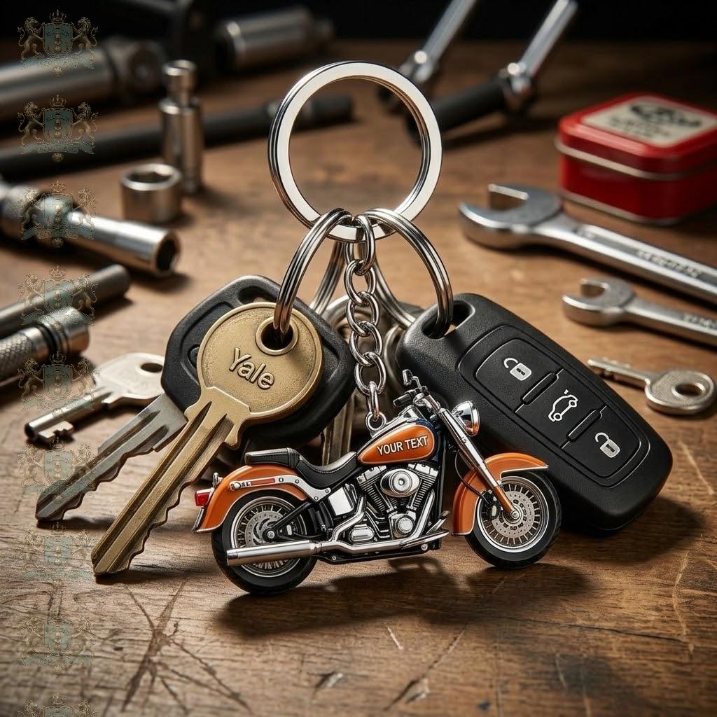 Motorcycle Classic Cruiser Style Customizable Keychain