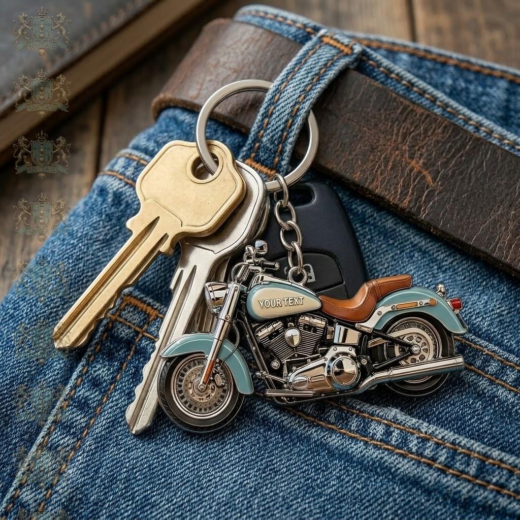 Motorcycle Custom Text Personalization Keychain